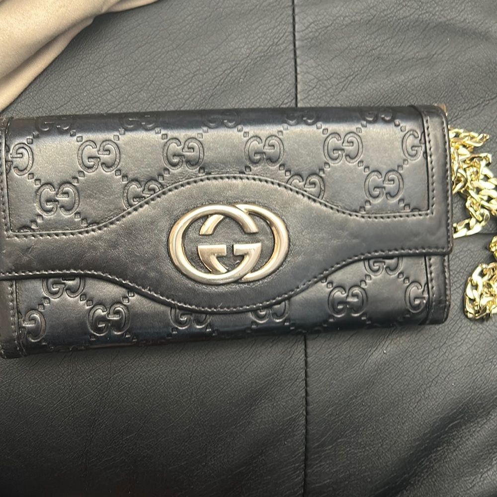 Gucci Black Crossbody Bag with Gold Chain
